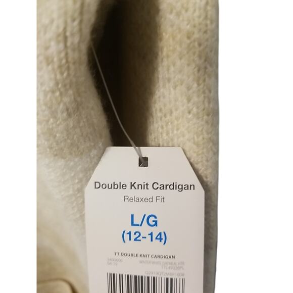 Time And True Double Knit Cardigan Winter White/ Oatmeal Size 12-14 Women - Picture 3 of 7